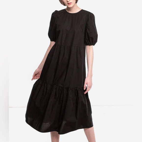 Calista Dresses & Skirts - Calista Black Cotton Midi Dress - Relaxed Fit